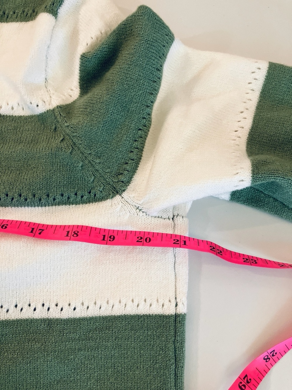 Verve-Ami Green White Striped Colorblock Open Front Cardigan Sweater Duster - Picture 7 of 8